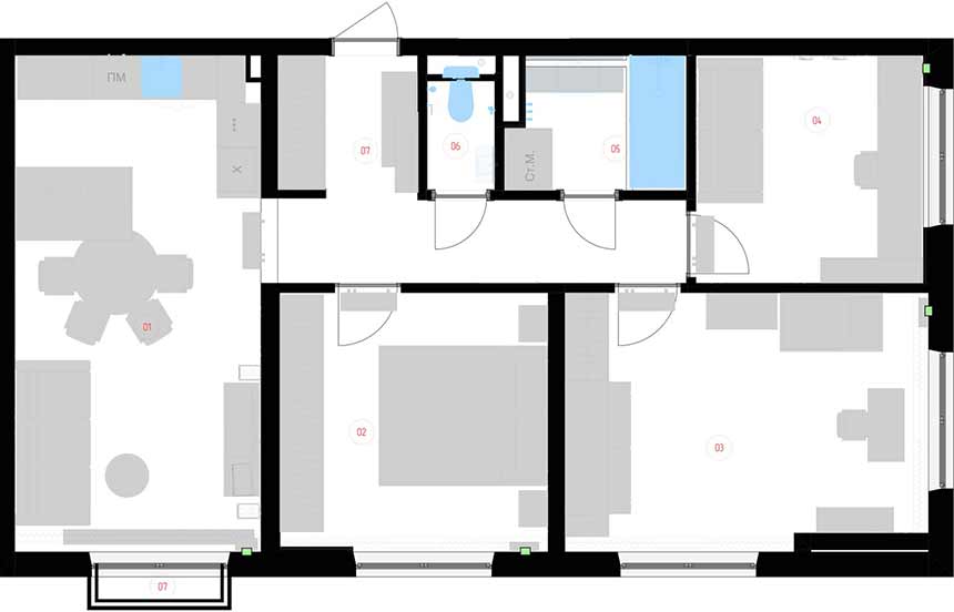 Klasszikus alapok és színes harmónia 78 m2-en Klasszikus alapok és színes harmónia 78 m2-en