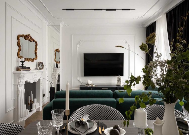 Az empire stílus eleganciáját idéző enteriőr 45 m2-en