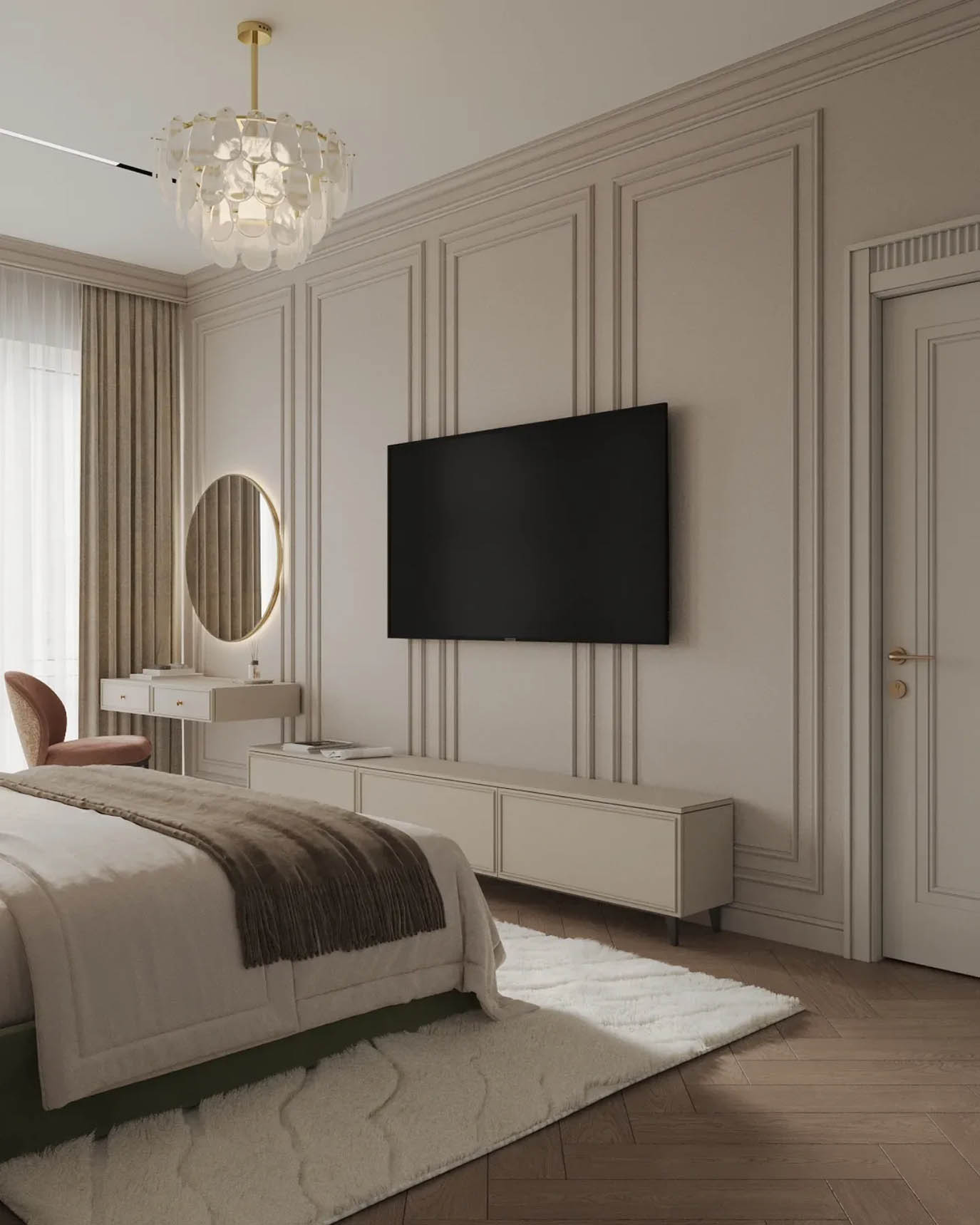 Hálószoba modern klasszikus stílusban