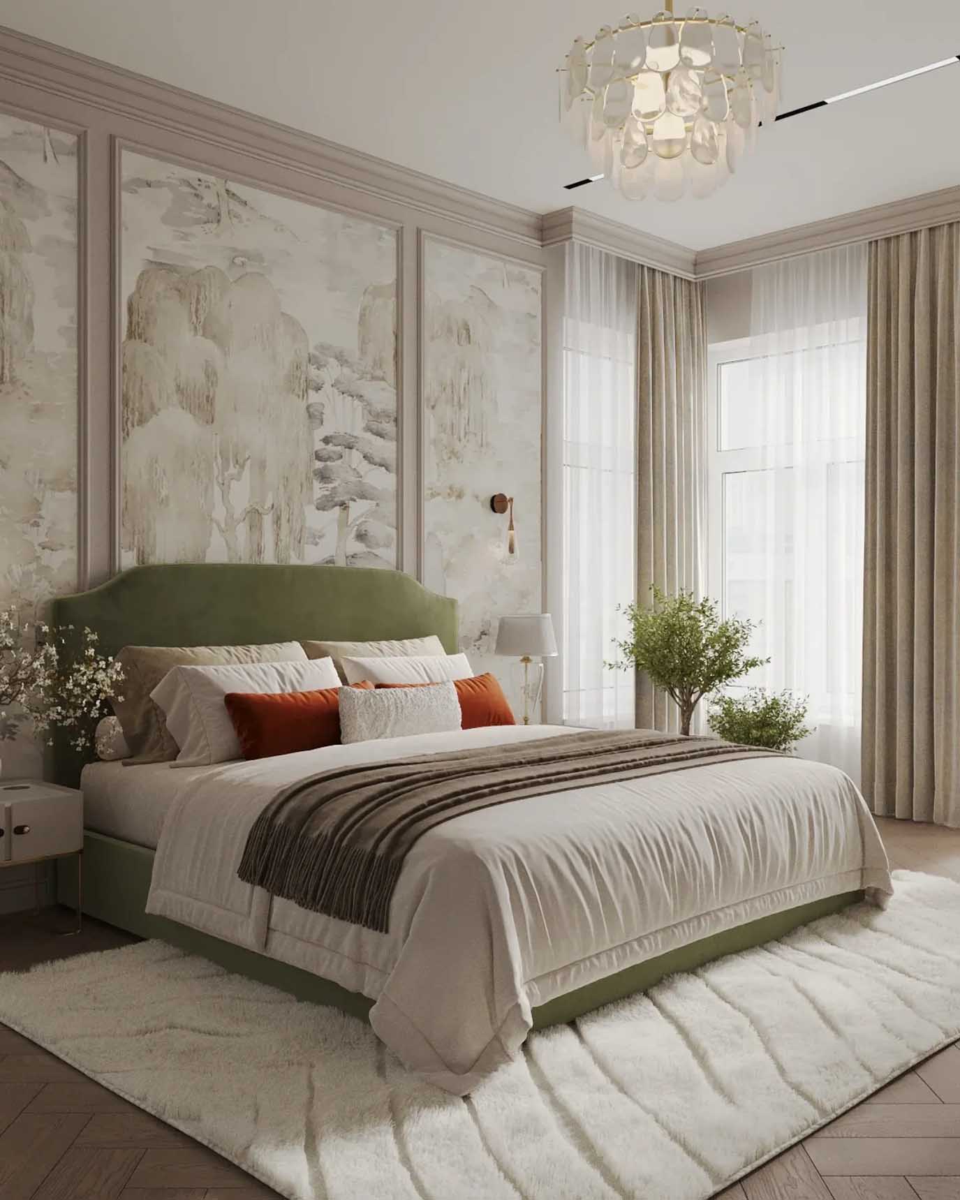 Hálószoba modern klasszikus stílusban