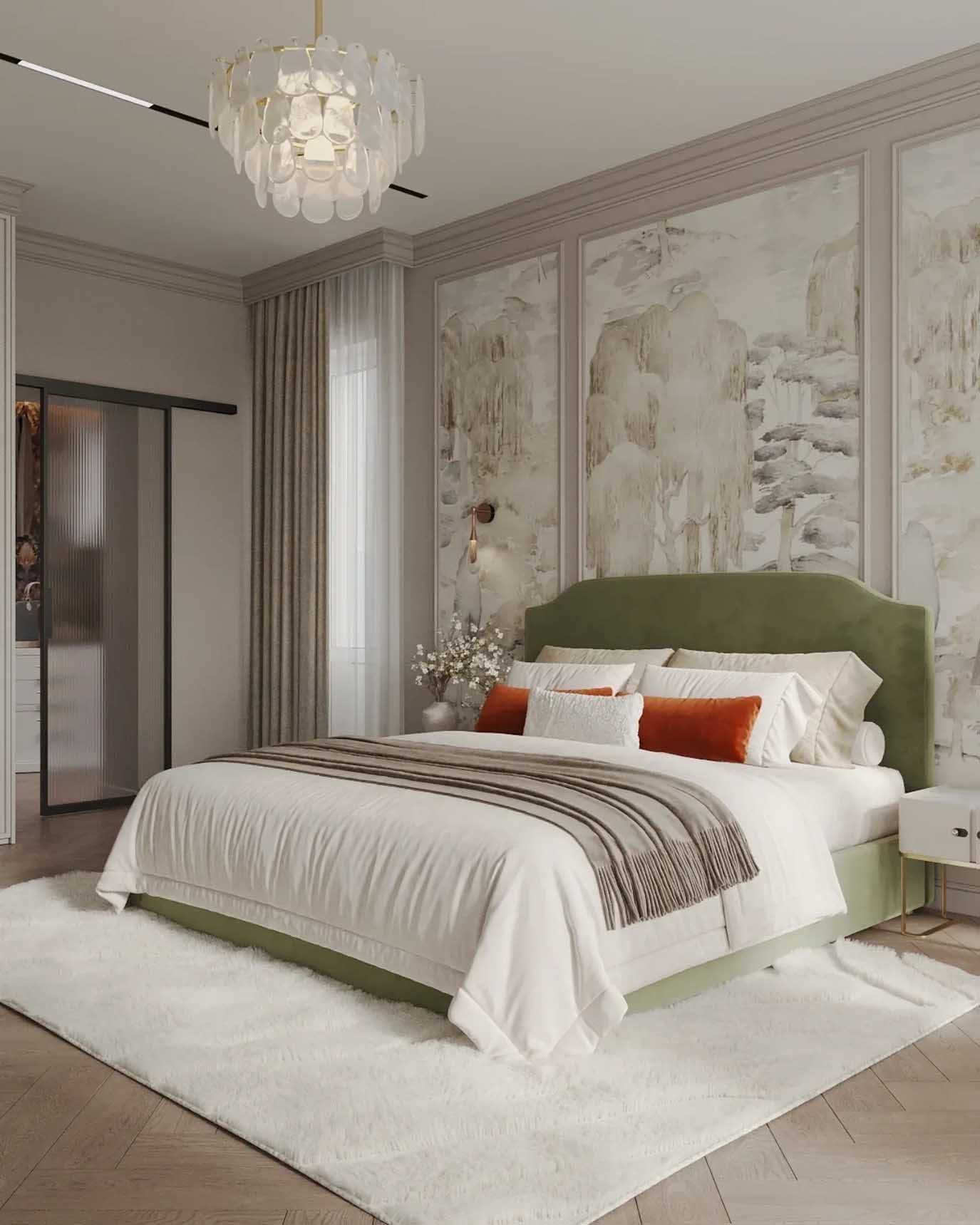 Hálószoba modern klasszikus stílusban