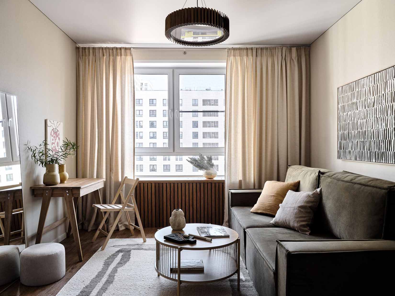 Meleg tónusok, japandi elemek: funkcionális kislakás 40 m2-en Meleg tónusok, japandi elemek: funkcionális kislakás 40 m2-en