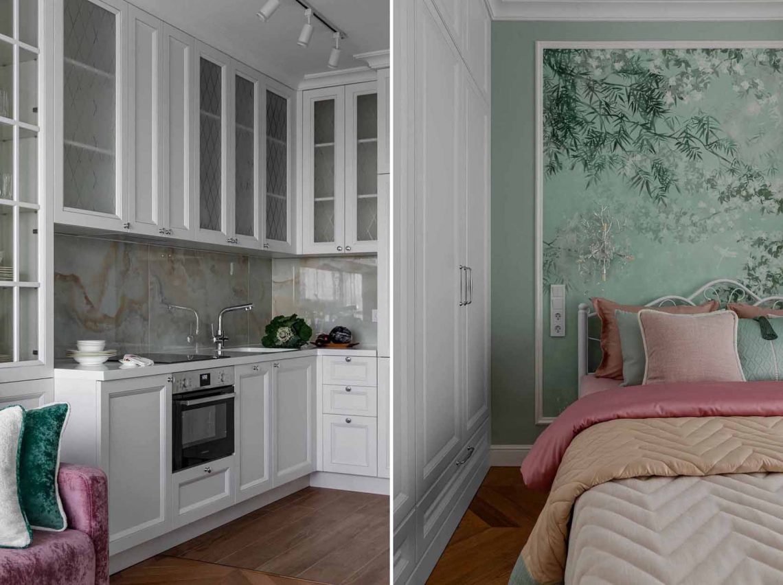 Ezt a 37 m²-es lakást a mentazöld szín és a modern klasszikus stílus dobja fel