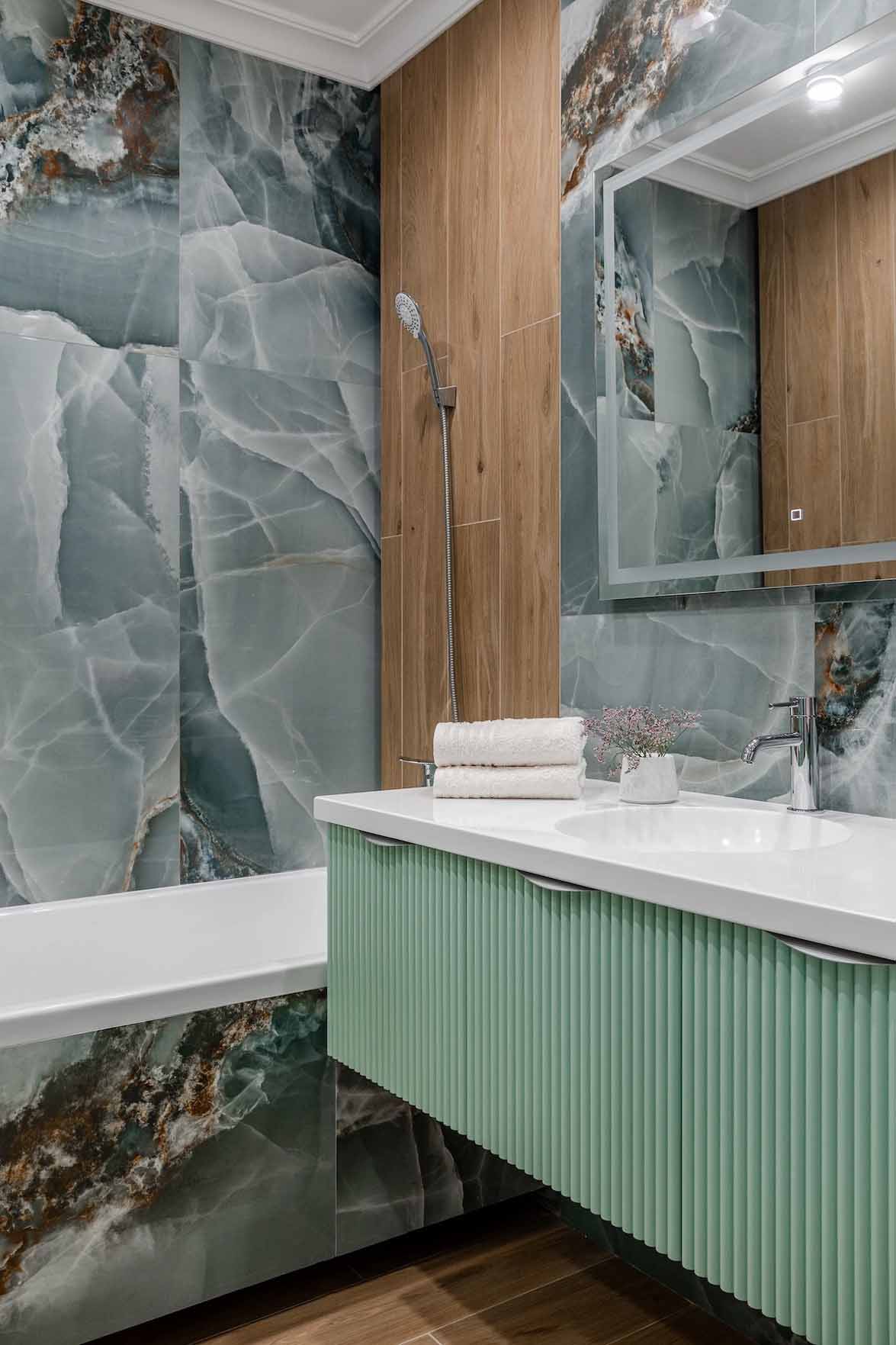 Mentazöld szín és a modern klasszikus stílus 37 m2-en