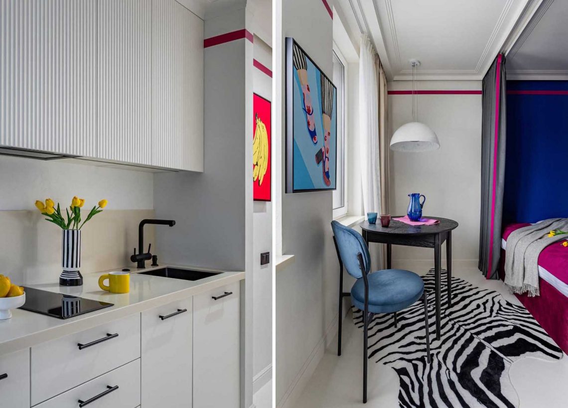 Mesteri térkihasználás és Pop-art elegancia 21 m2-en