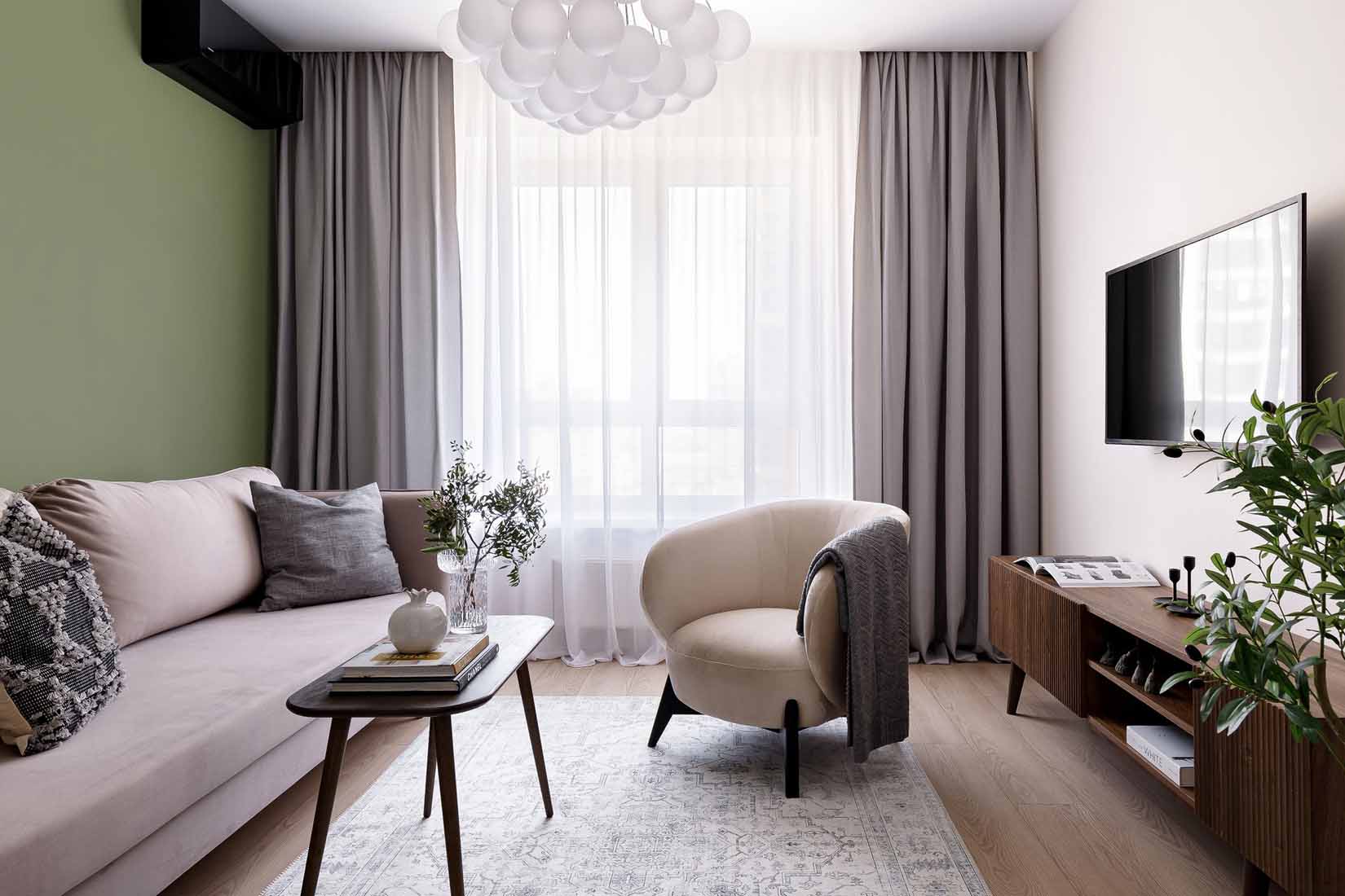 Természetes harmónia és modern világítás kétszobás lakásban Természetes harmónia és modern világítás kétszobás lakásban