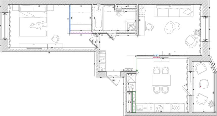 Természetes harmónia és modern világítás kétszobás lakásban Természetes harmónia és modern világítás kétszobás lakásban