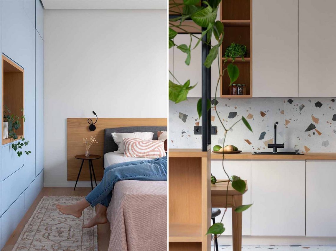 Pasztell színek, növények, terrazzo minta üde enteriőrben