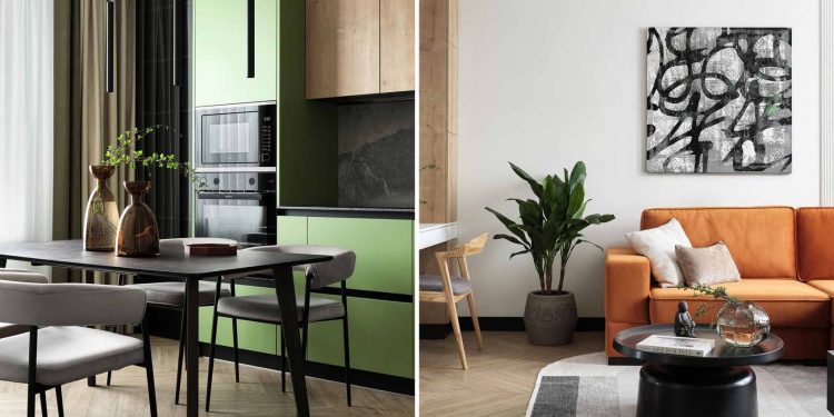 Kényelmes és modern enteriőr kétszobás lakásban