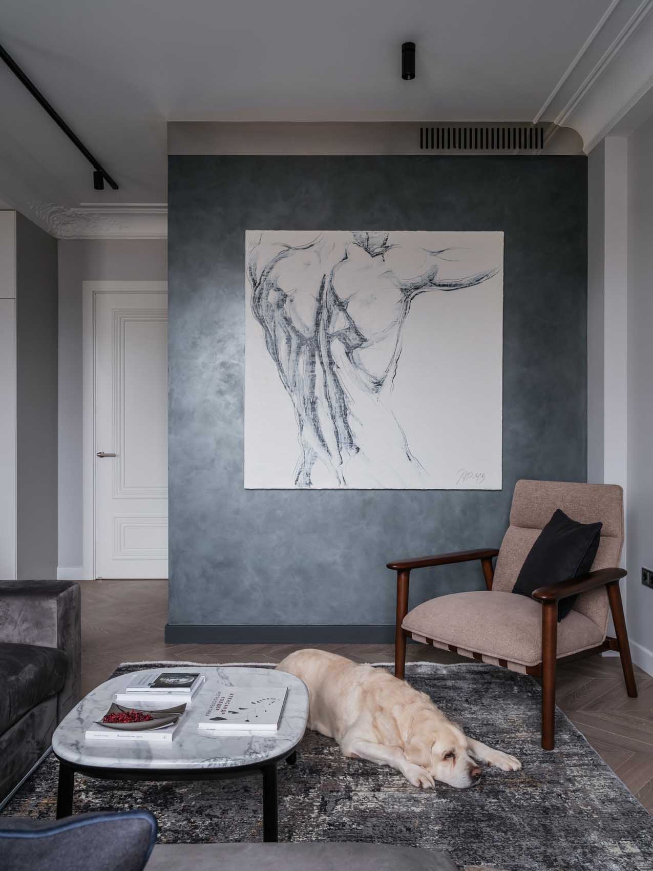 Fém elemek és klasszikus részletek, konyhasziget, modern bútorok Fém elemek és klasszikus részletek, konyhasziget, modern bútorok