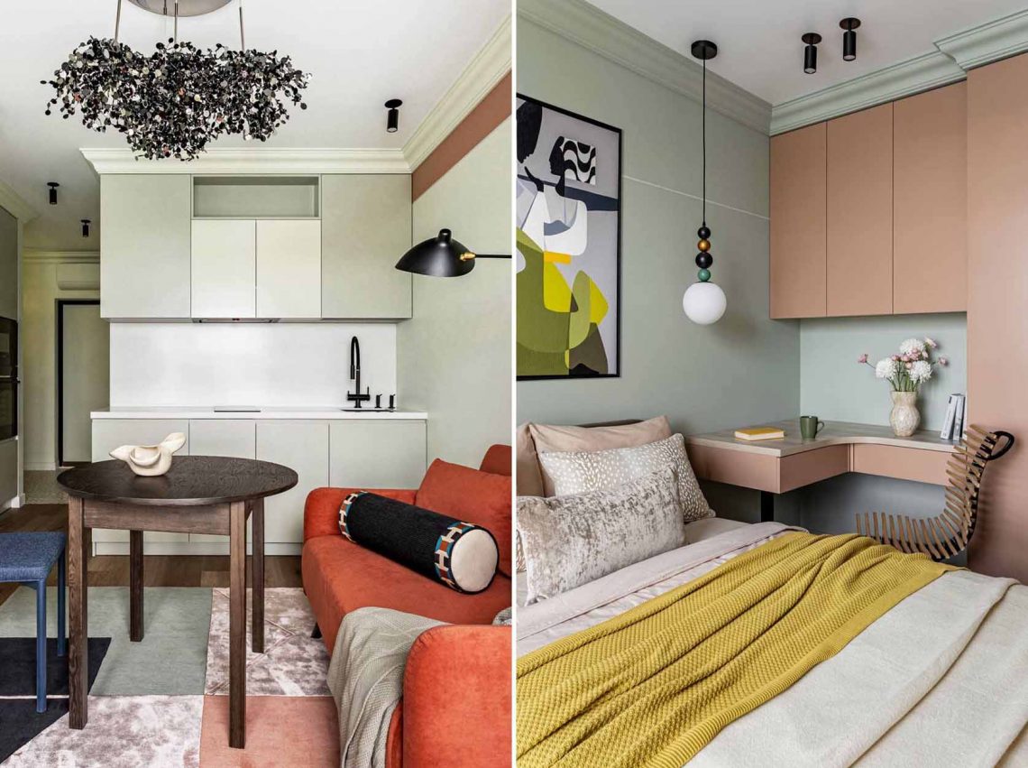 Így lett visszafogott pasztelles színvilággal is divatosan játékos a fiatal nő kis lakása