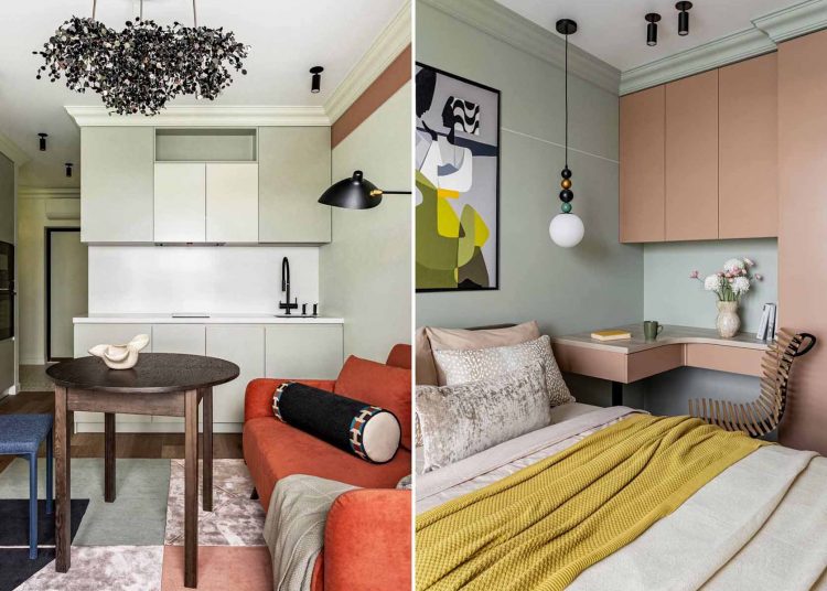 Így lett visszafogott pasztelles színvilággal is divatosan játékos a fiatal nő kis lakása