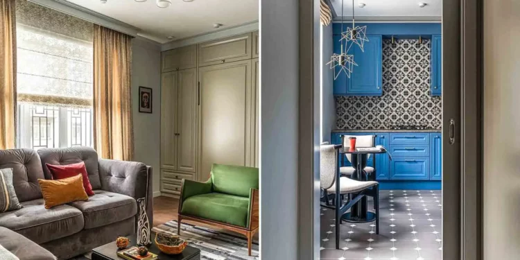 35 m2-es legénylakás helytakarékos szekrényággyal