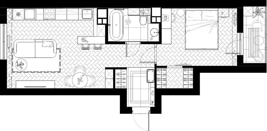 Fotogén 50 m2-es lakás modern klasszikus stílusban