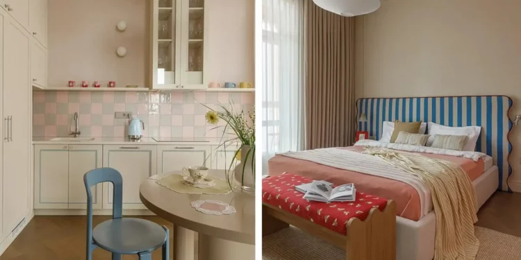 Finom pasztell színek fiatal nő szépen felújított lakásában