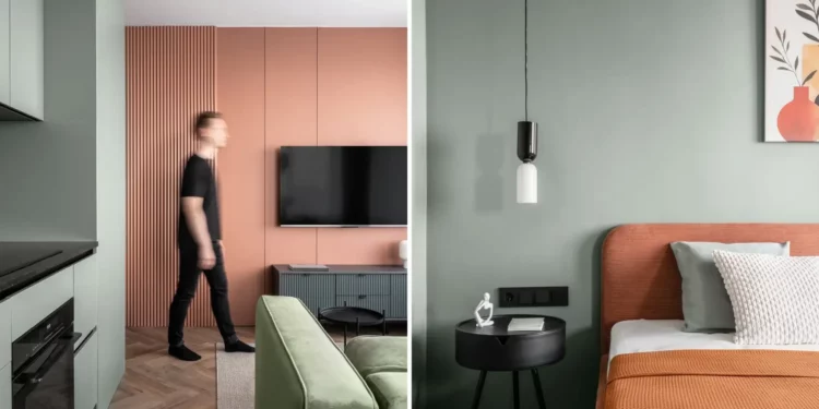 Bézs, terrakotta és pasztell zöld harmóniája, minimalista dizájn