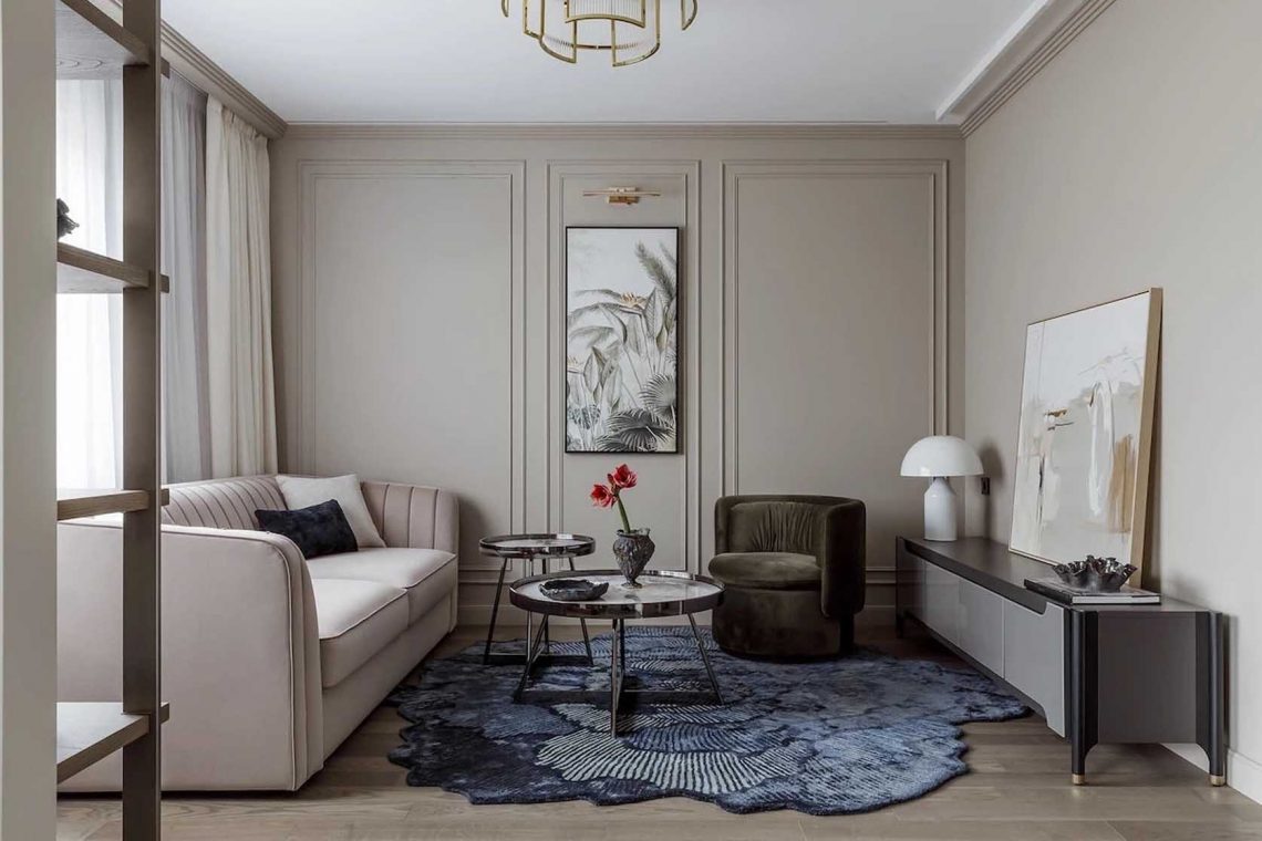 Időtálló és finom luxust sugárzó enteriőr társasházi lakásban