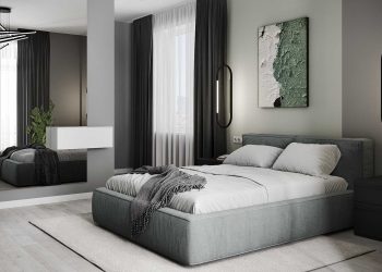 Anya és fia kétszobás otthona divatos olívazöld színnel