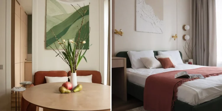 Fiatalok 37 m2-en: pasztell színpaletta és okos tárolás