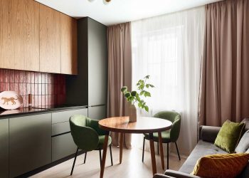 Dopamin dekor, konyha nappali funkcióval 44 m2-es lakásban