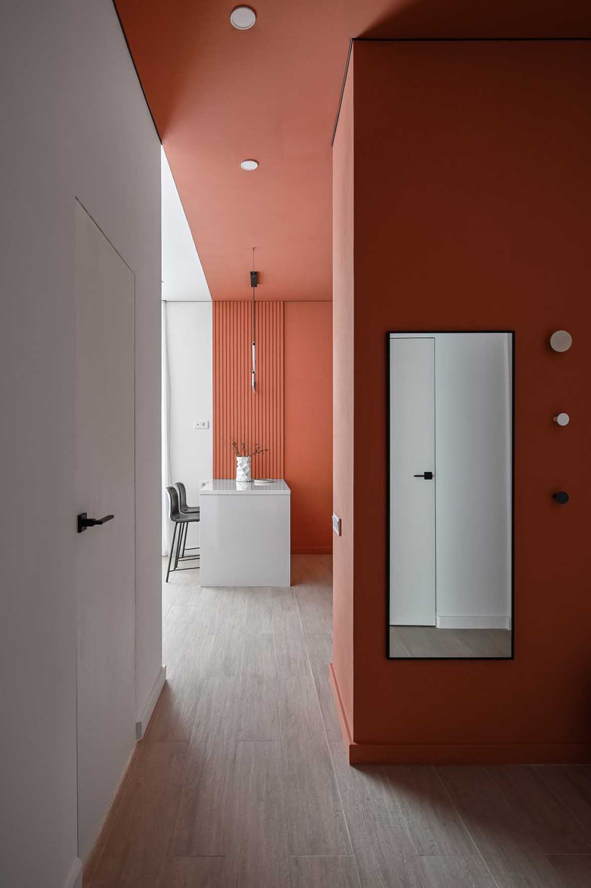 Vagány narancs konyha és minimalizmus 50 m2-en Vagány narancs konyha és minimalizmus 50 m2-en