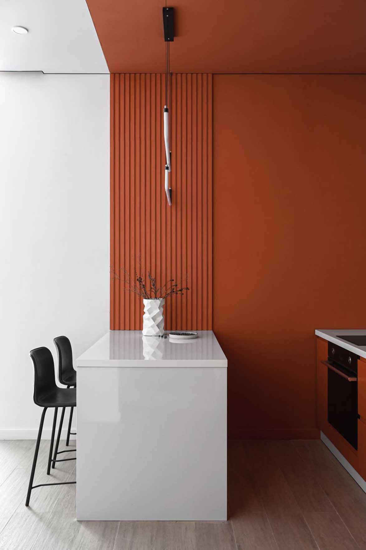 Vagány narancs konyha és minimalizmus 50 m2-en Vagány narancs konyha és minimalizmus 50 m2-en