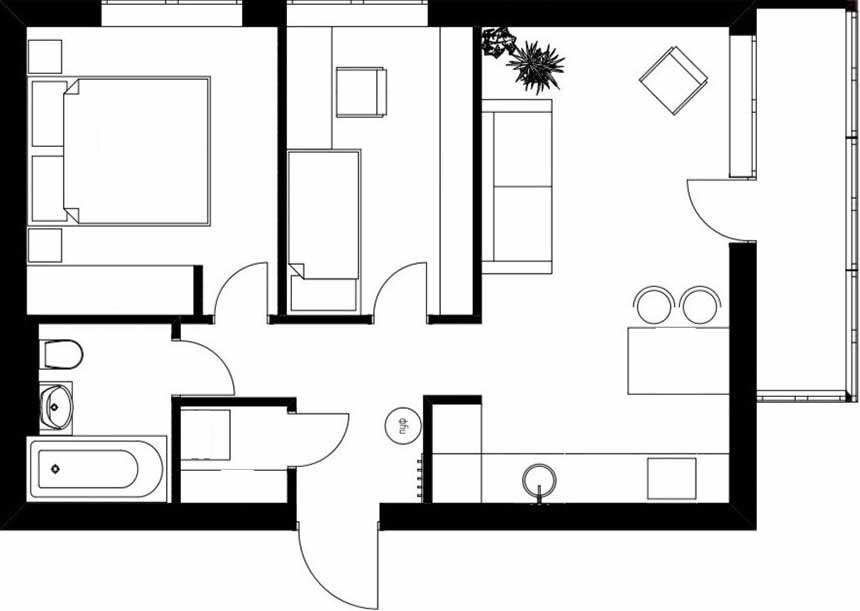 Vagány narancs konyha és minimalizmus 50 m2-en Vagány narancs konyha és minimalizmus 50 m2-en