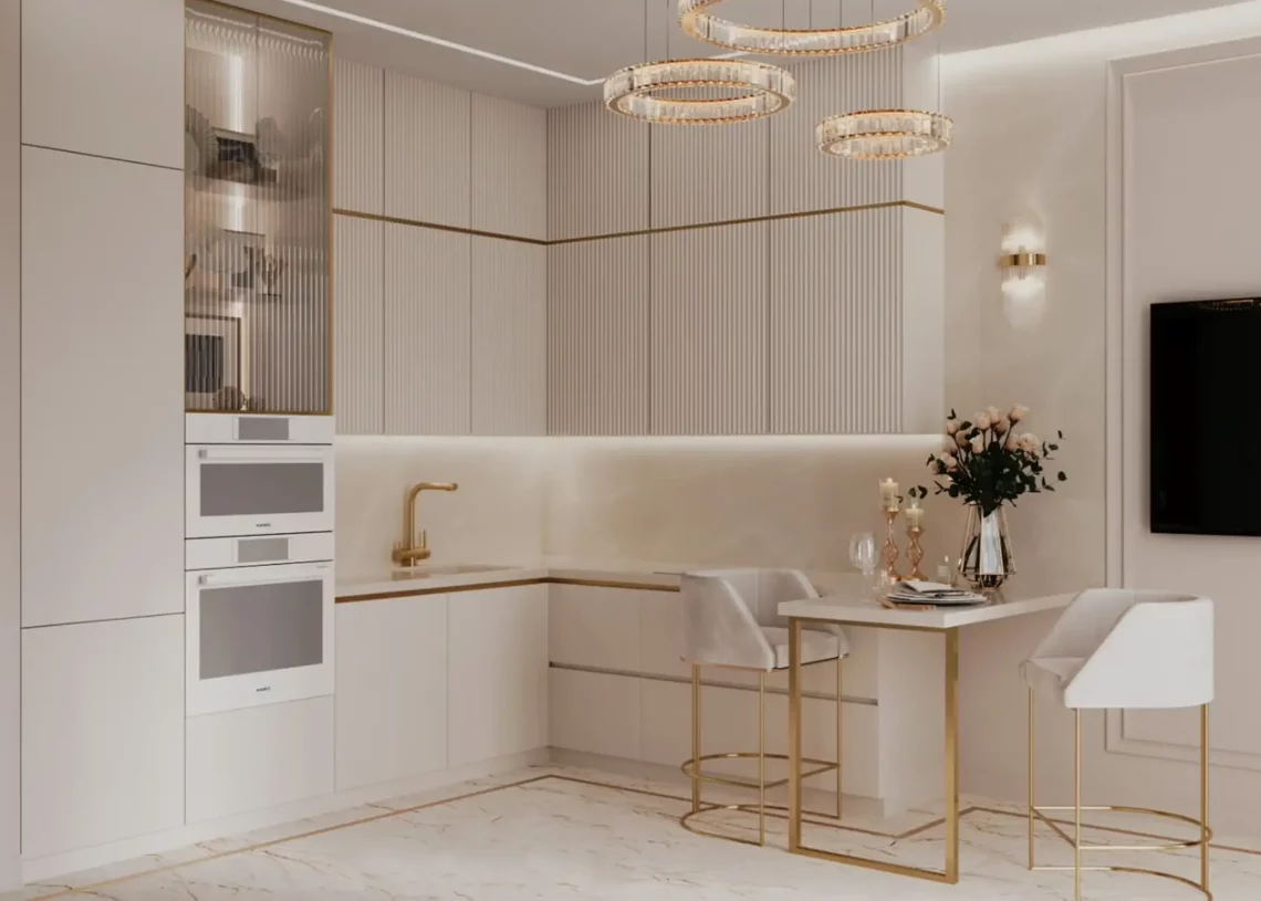 Nőies, elegáns enteriőr neoklasszikus stílusban