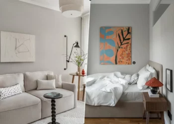 Kevés pénzből stílusos otthon 36 m²-en: szürke árnyalatok és természetesség