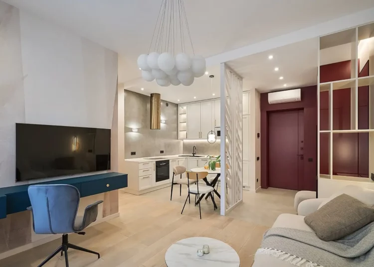 Modern és divatos 50 m2-es lakás: meleg és semleges színek