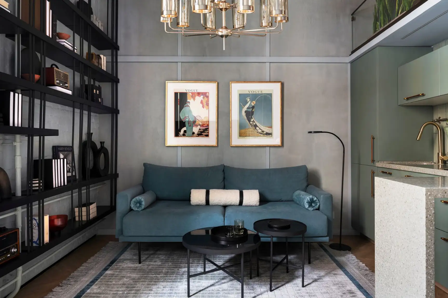 Retró rádió ihlette enteriőr, hálószoba a galérián