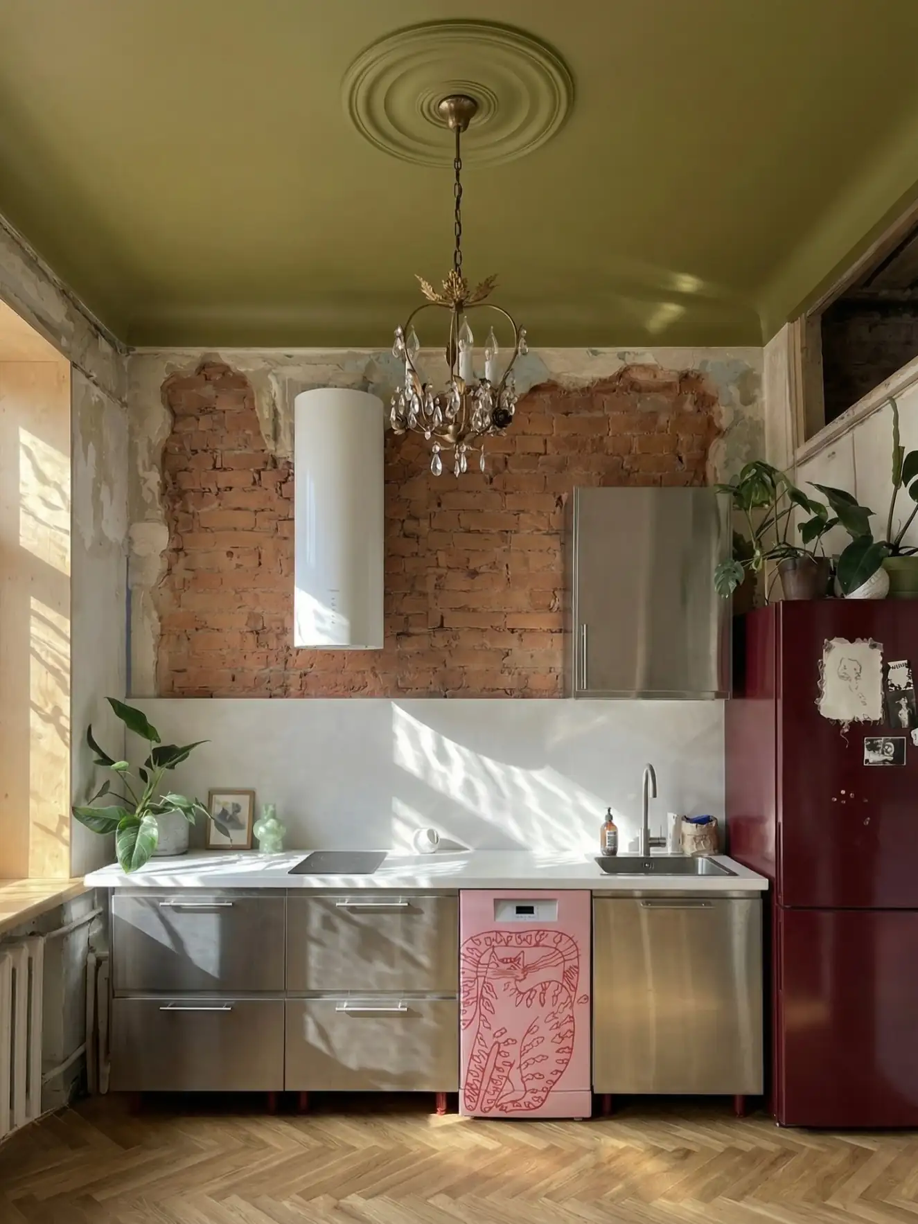 Lerobbant öreg lakás felújítása: drámai színek, maximalista eklektika