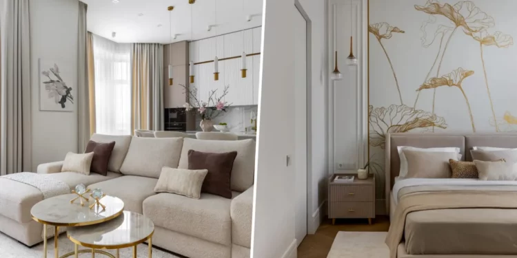 Csendes luxus és monokróm harmónia a visszafogott elegancia jegyében, 61 négyzetméteren