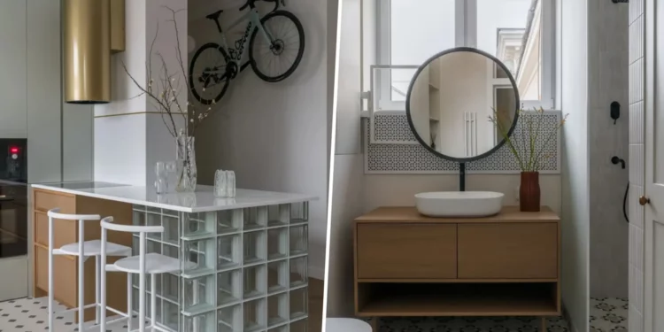 Új otthon belvárosi bérházban: üvegtégla és lágy minimalizmus