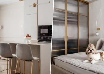 Elegáns modern klasszikus otthon: monokróm színvilág, arany részletek