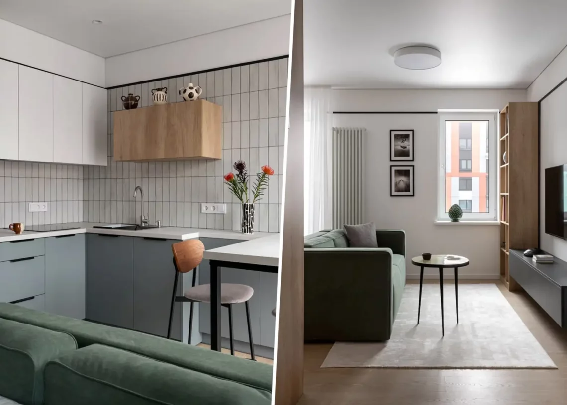 Nagyon jól szervezett terek, modern, minimalista enteriőr 42 m2-en