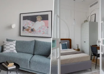 Újragondolt térszervezés, modernista stílusjegyek 47 m2-en