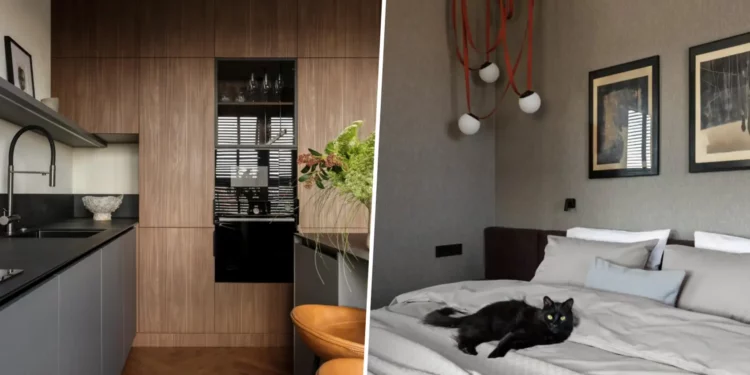 Szigorú minimalista stílus és tapintható kényelem egyensúlya új építésű kétszobás lakásban