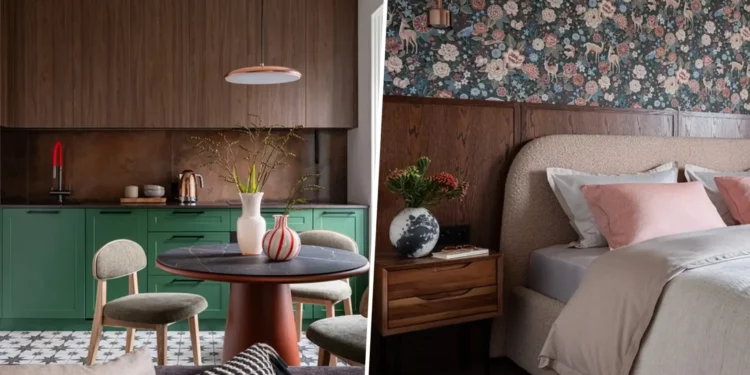 Századközepi modern részletek, zöld hangsúlyok és kortárs művészet 76 m²-en