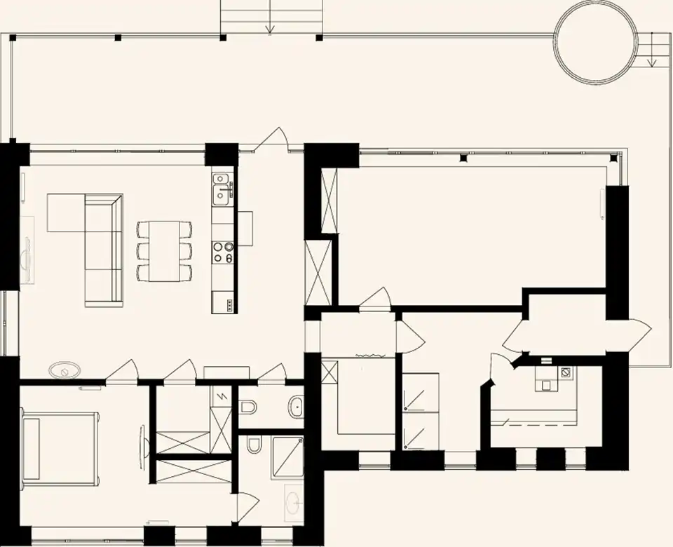 Családi ház visszafogott, természetközeli enteriőrrel, szaunával és edzőteremmel, 150 m2