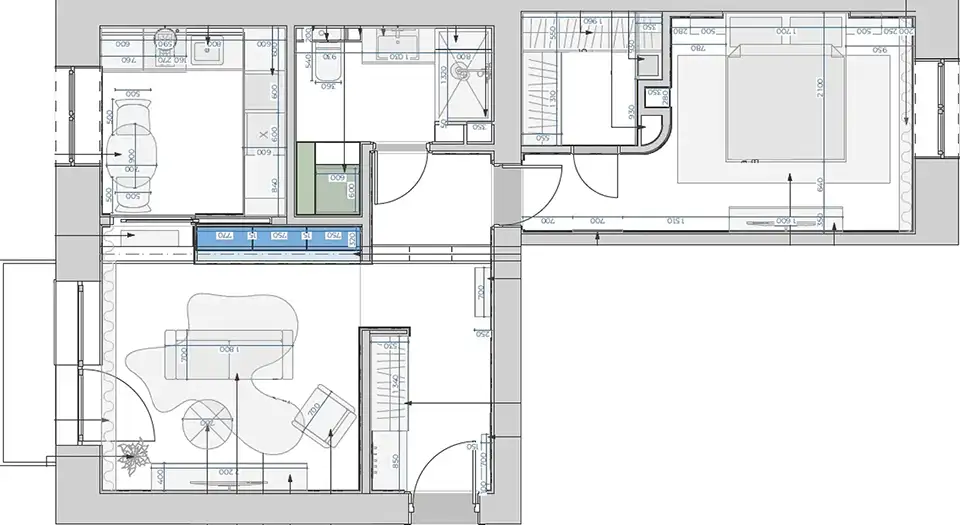 Klasszikus részletek és merész színek egy karakteres, 52 m²-es lakásban