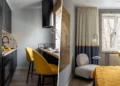 Karakteres színek, terrazzo és újragondolt kétszobás elosztás 43 m2-en