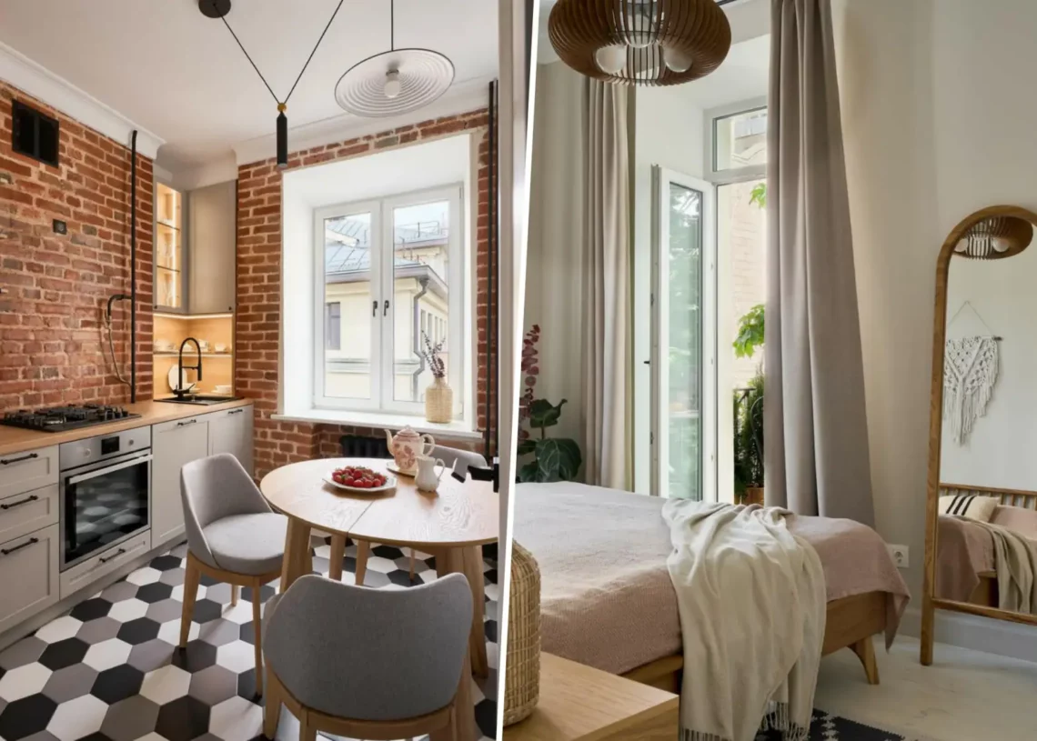 Öreg téglaépület kétszobás lakásának felújítása skandináv stílusban, 52 m²