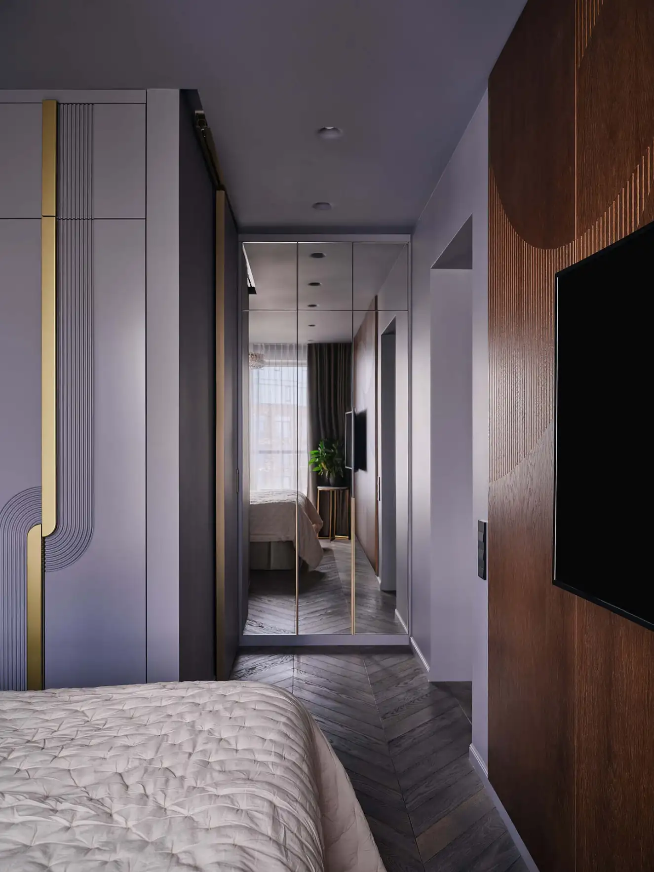 Enteriőr a csendes luxus jegyében, modern klasszikus stílus, art deco részletek