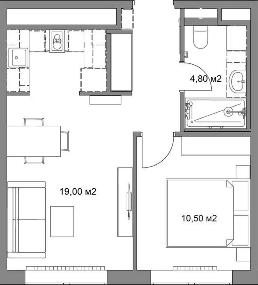 Neoklasszikus stílus, semleges színvilág 41 m2-es lakásban