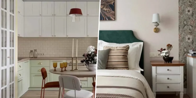 Színes skandináv enteriőr, jól használható otthon 64 m2-en