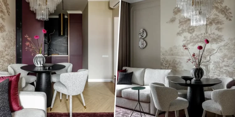 Élénk, eklektikus dizájn art deco elemekkel 40 négyzetméteres lakásban