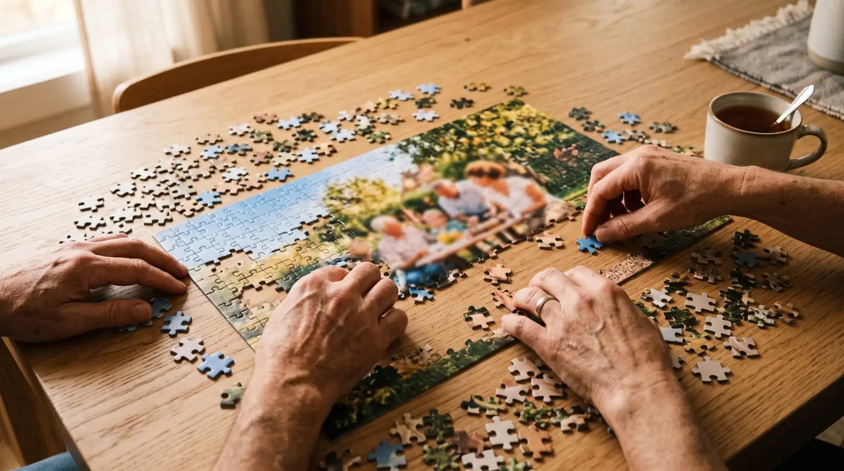 fényképes puzzle a falon mint dekoráció