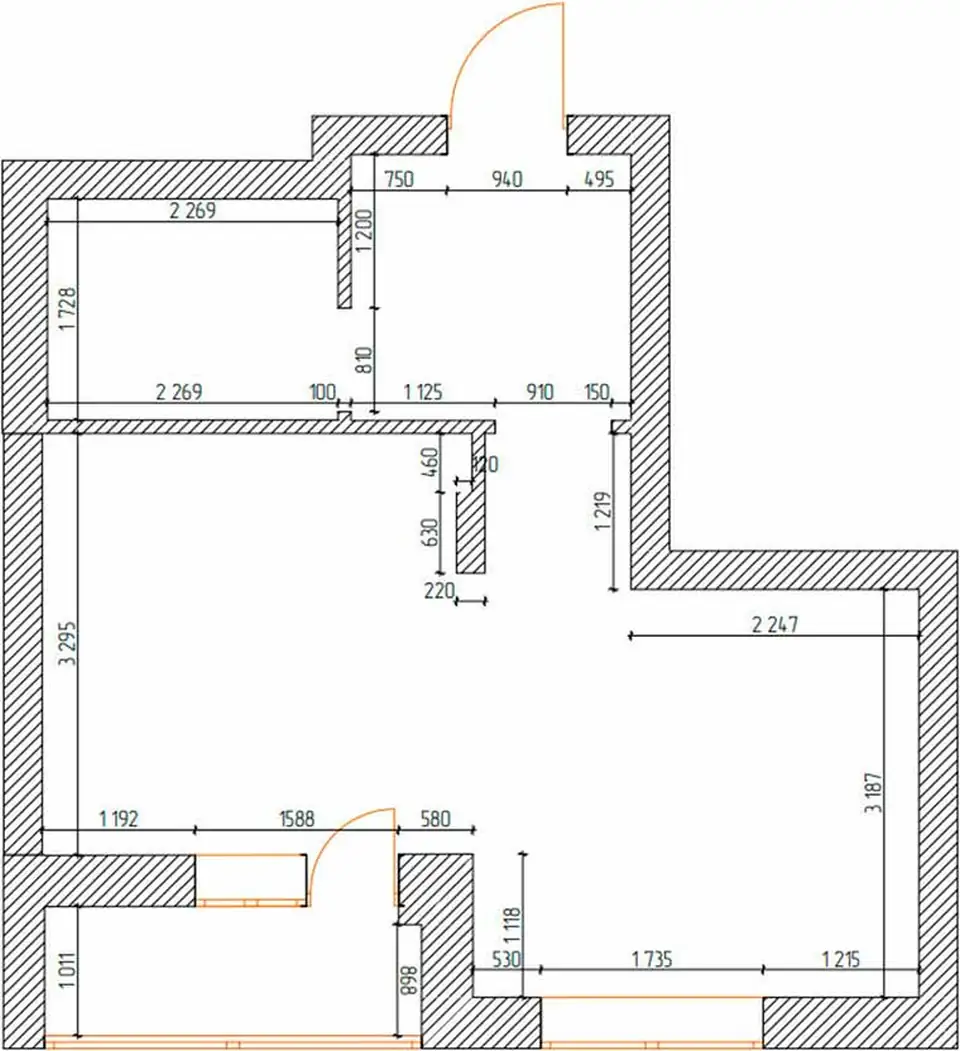 35 m2-es otthon üveg térelválasztóval, rejtett gardróbbal és konyhaszigettel