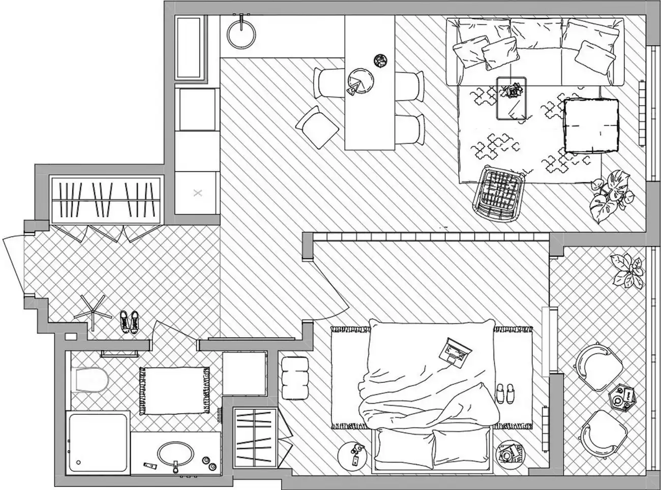 Beton, rétegelt lemez és üvegtégla: karakteres skandináv loft